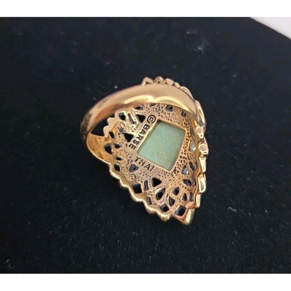 Vintage BARSE Thai Copper Filigree Statement Ring w/Green Turquoise Sz 8 Y2K - Picture 3 of 10